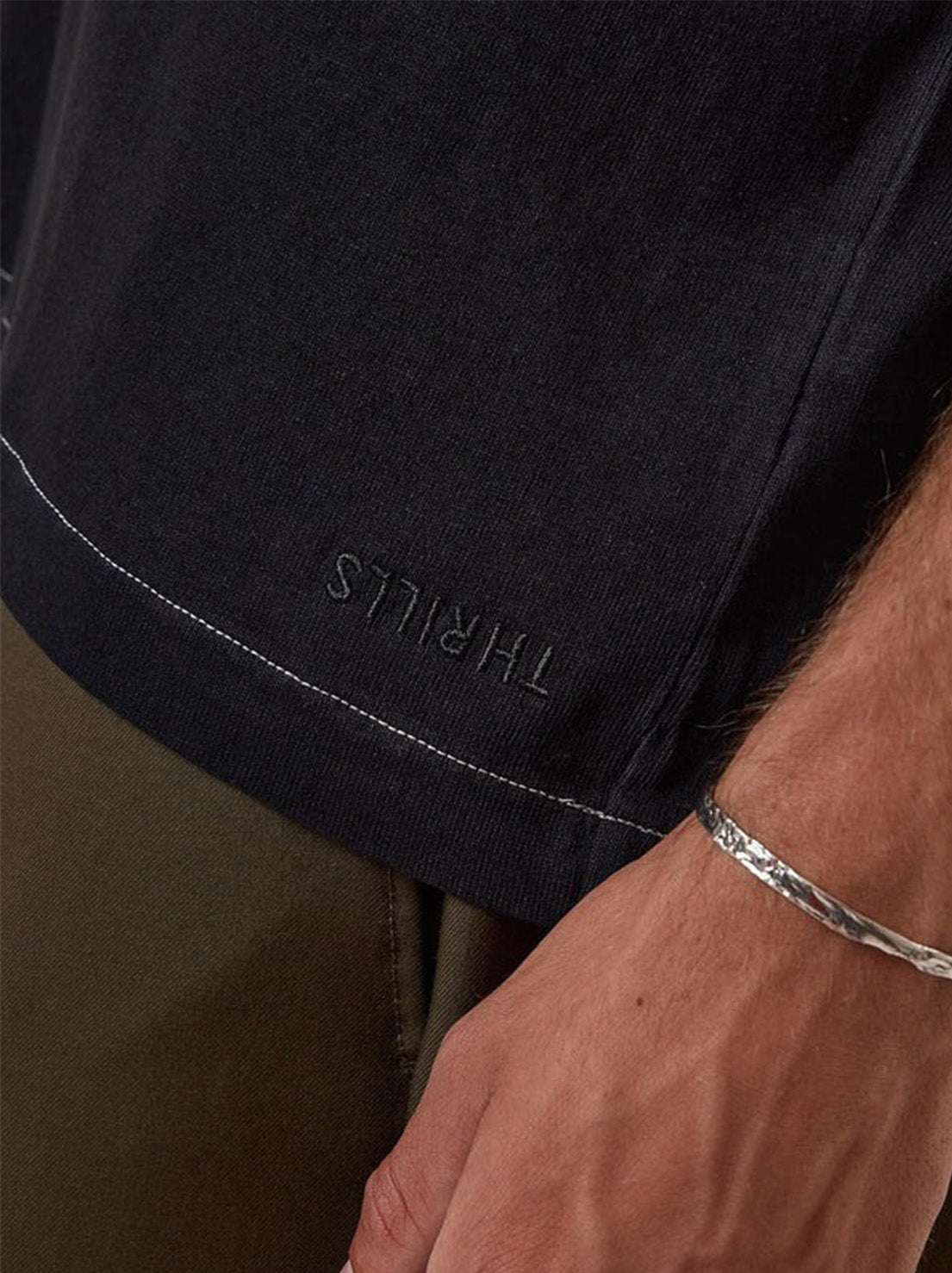 Thrills - Hemp Thrills Embro Contrast Stitch Box Fit Oversize Short Tee - Black