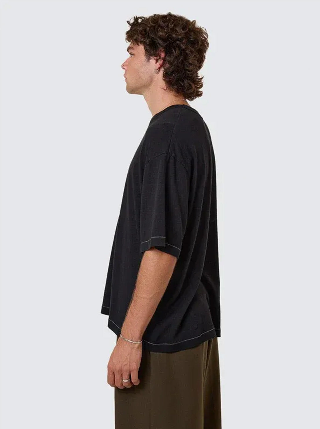 Thrills - Hemp Thrills Embro Contrast Stitch Box Fit Oversize Short Tee - Black