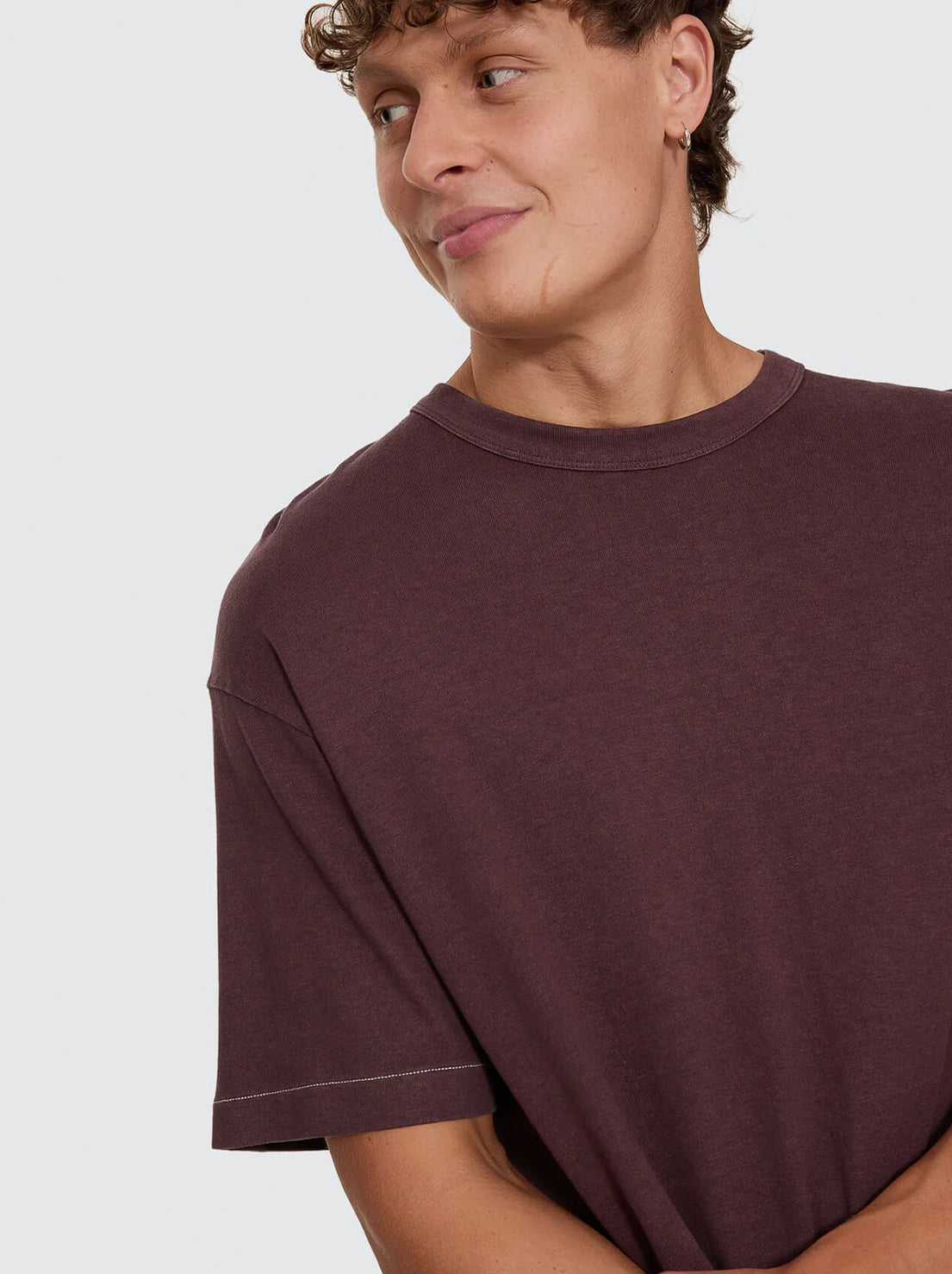 Thrills - Hemp Thrills Embro Oversize Box Crop Contrast Tee -  Aubergine