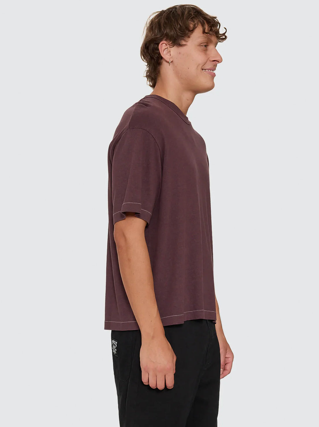 Thrills - Hemp Thrills Embro Oversize Box Crop Contrast Tee -  Aubergine