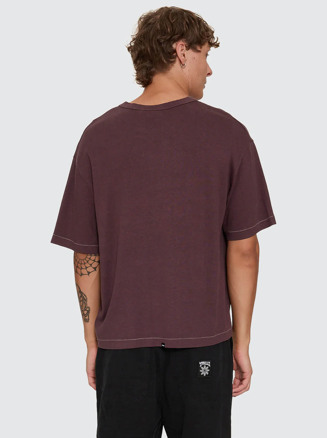 Thrills - Hemp Thrills Embro Oversize Box Crop Contrast Tee -  Aubergine