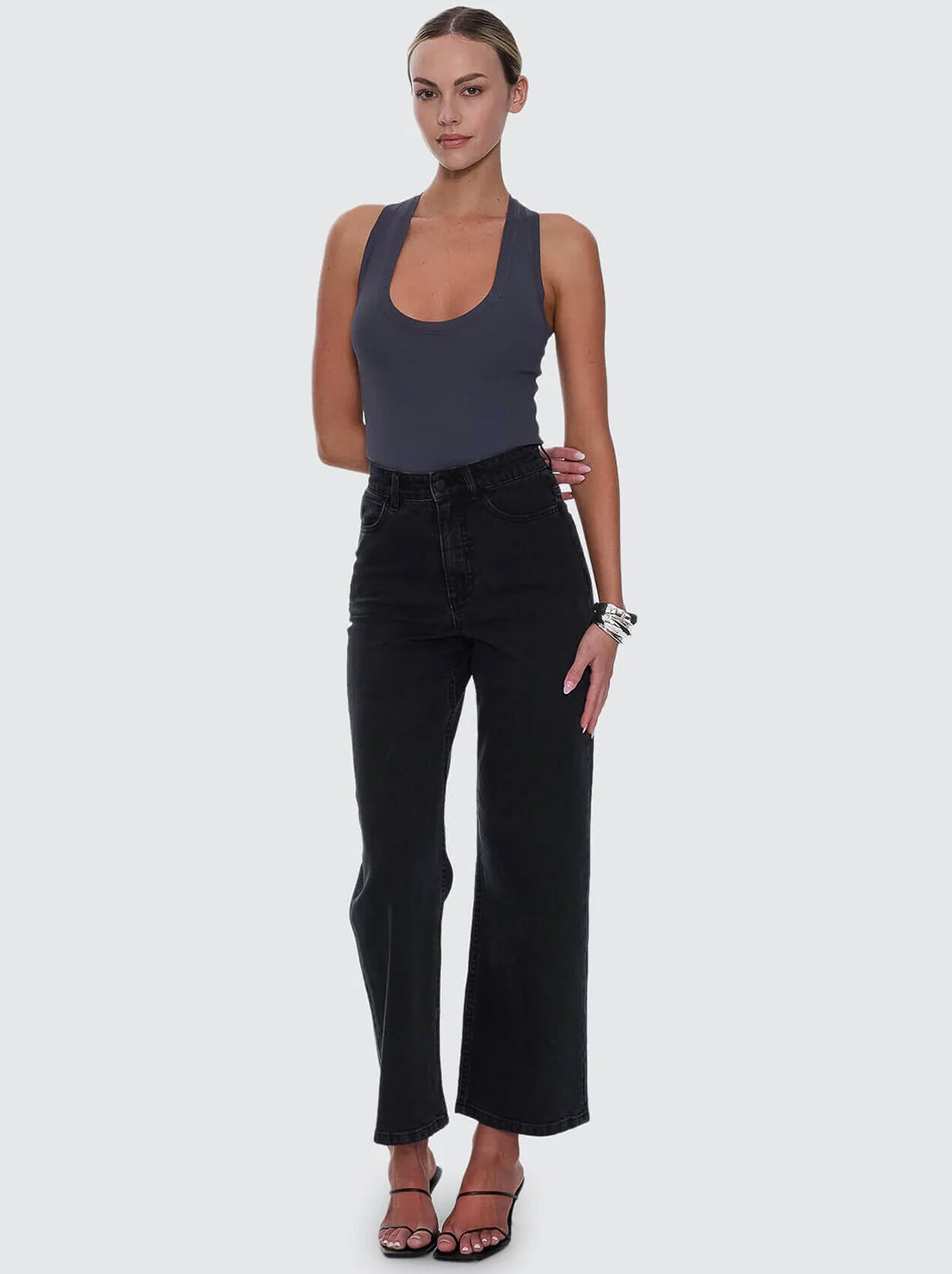 Thrills - Holly High Rise Stretch Wide Jean - Aged Black