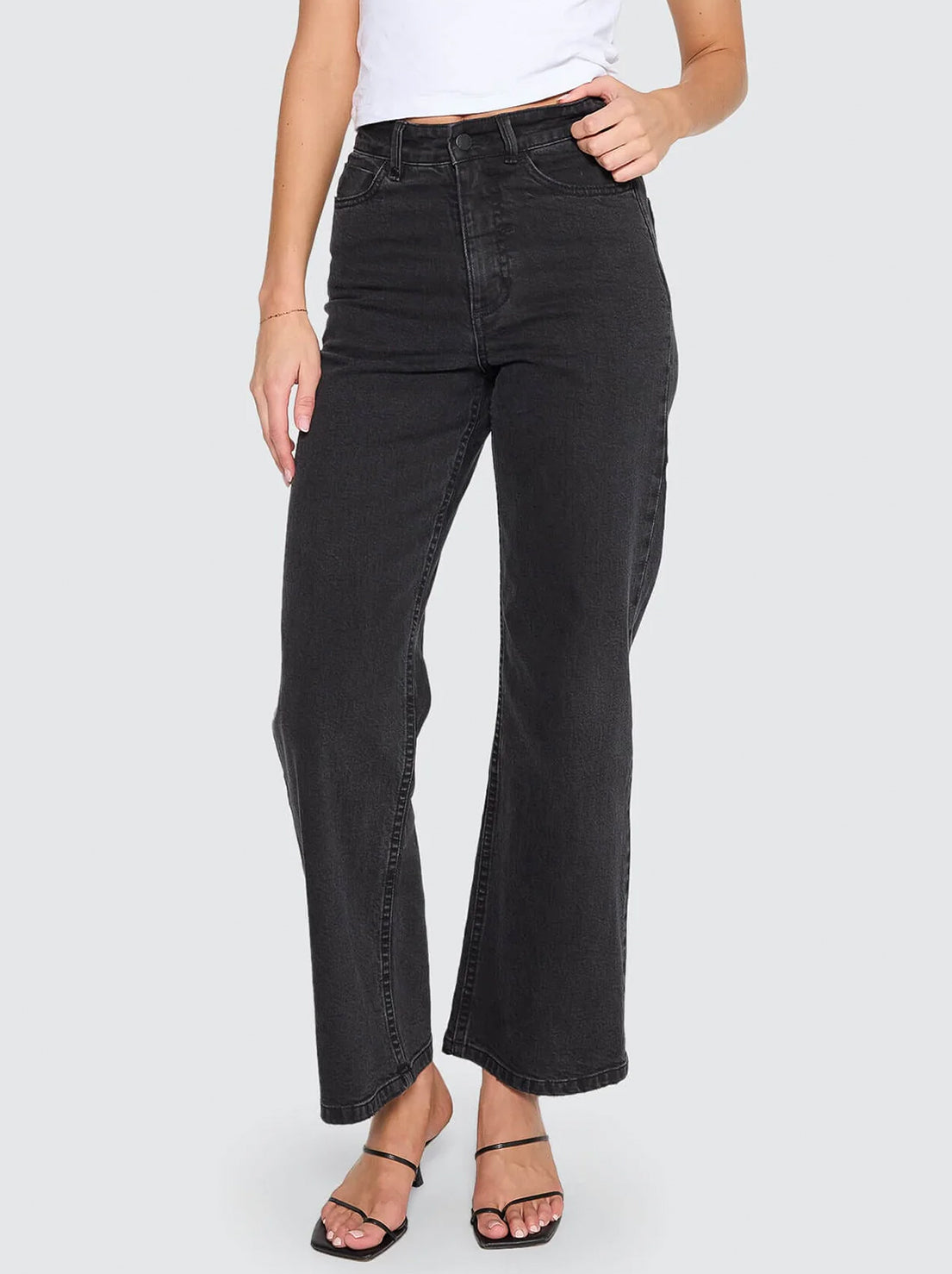 Thrills - Holly High Rise Stretch Wide Jean - Aged Black