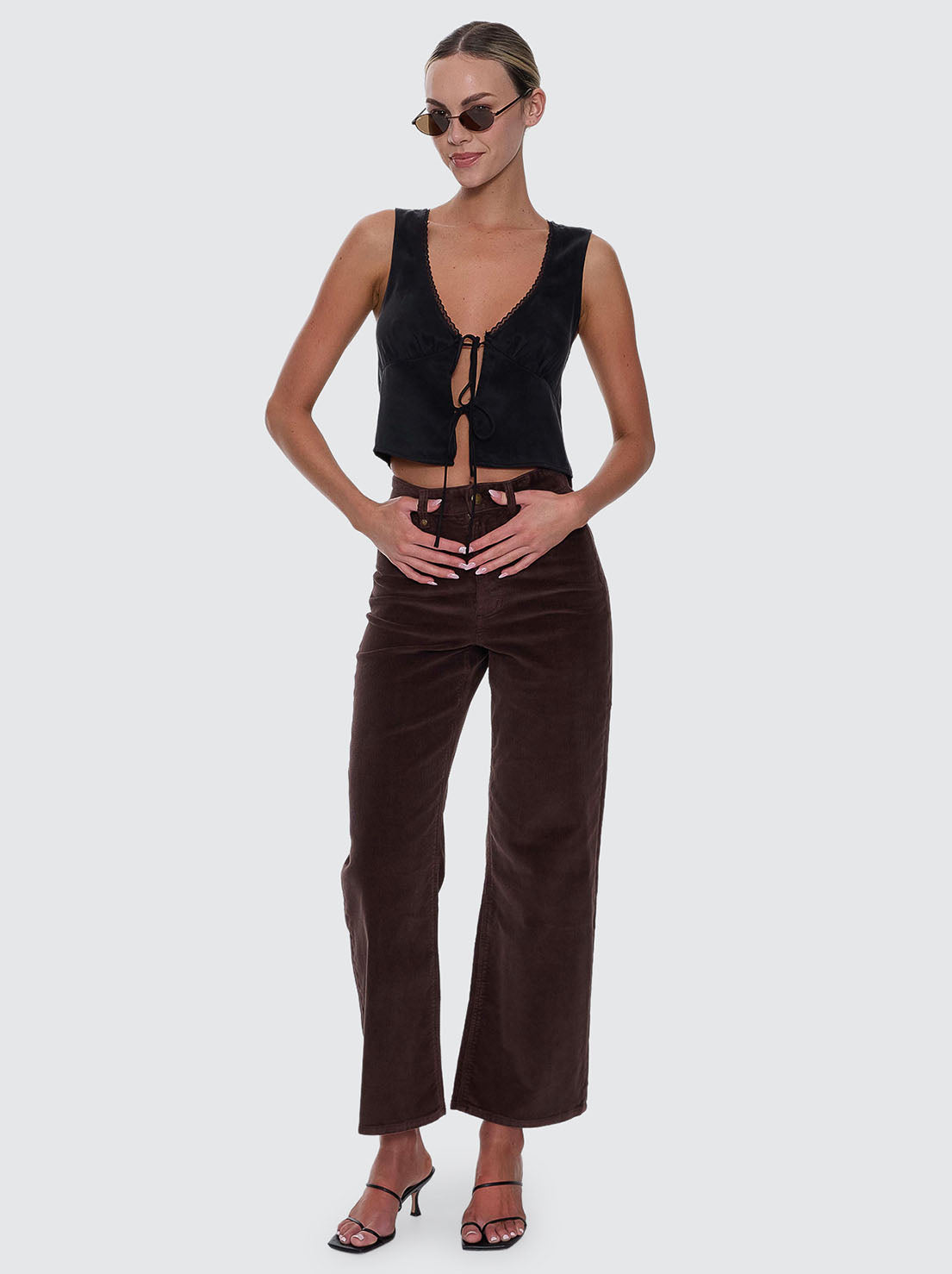 Thrills - Holly Stretch Cord Pant - Bitter Chocolate