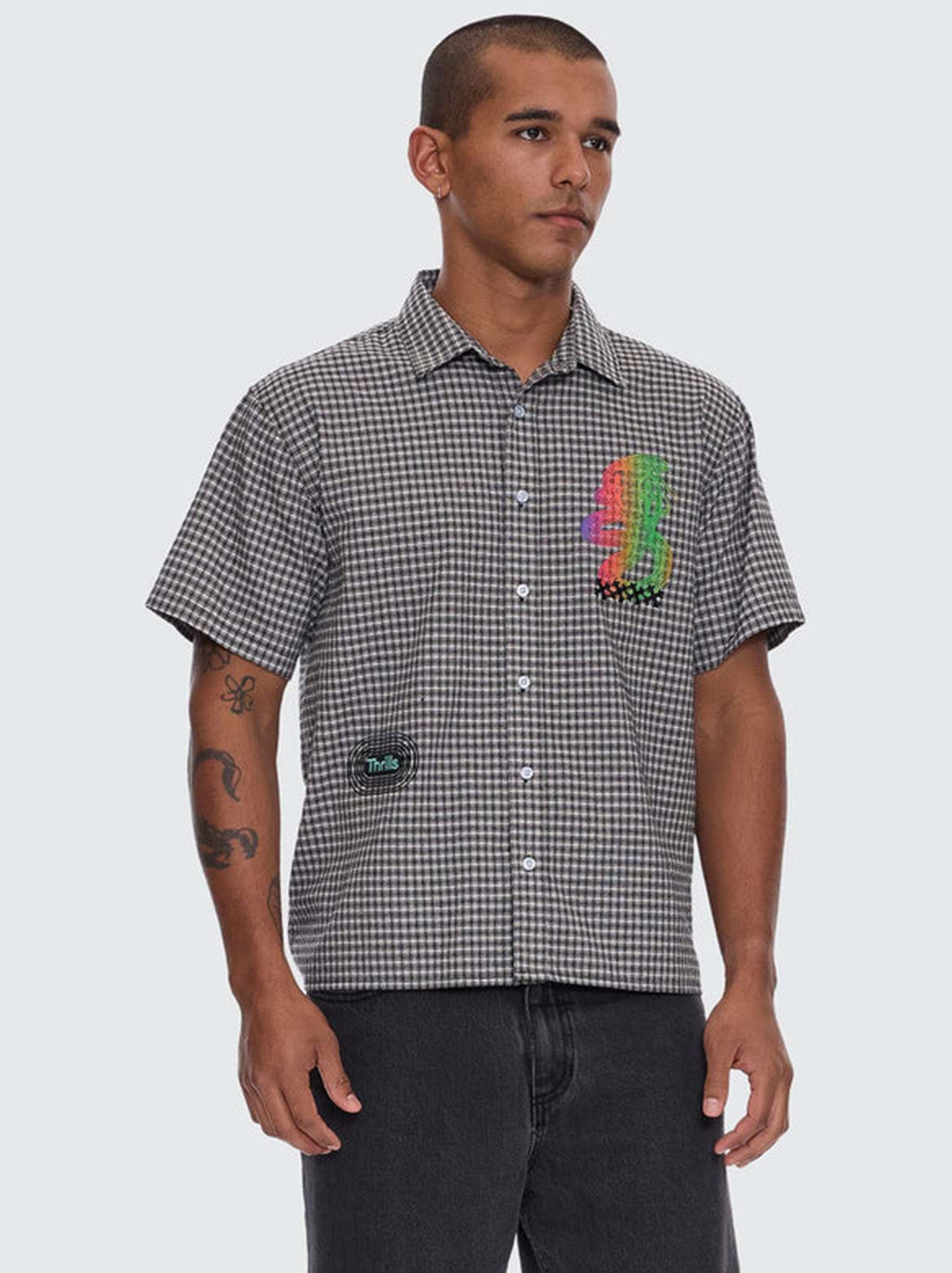 Thrills - It's In The Cards Short Sleeve Cropped Shirt - Black