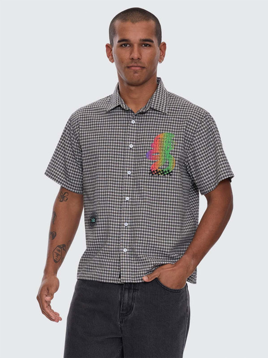 Thrills - It's In The Cards Short Sleeve Cropped Shirt - Black