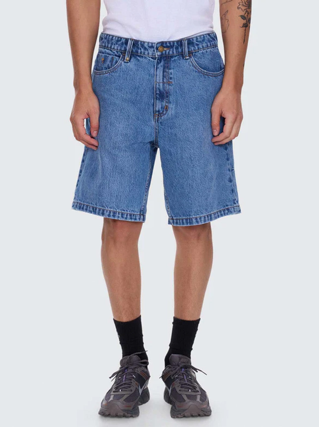 Thrills - Mid Slacker Relaxed Long Denim Short - Deep Vintage Blue