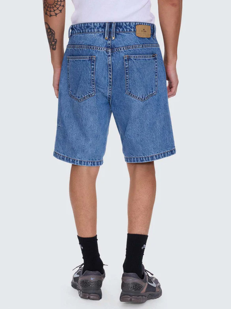 Thrills - Mid Slacker Relaxed Long Denim Short - Deep Vintage Blue – Abicus