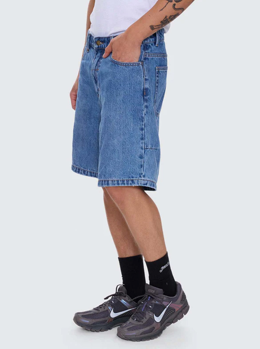 Thrills - Mid Slacker Relaxed Long Denim Short - Deep Vintage Blue