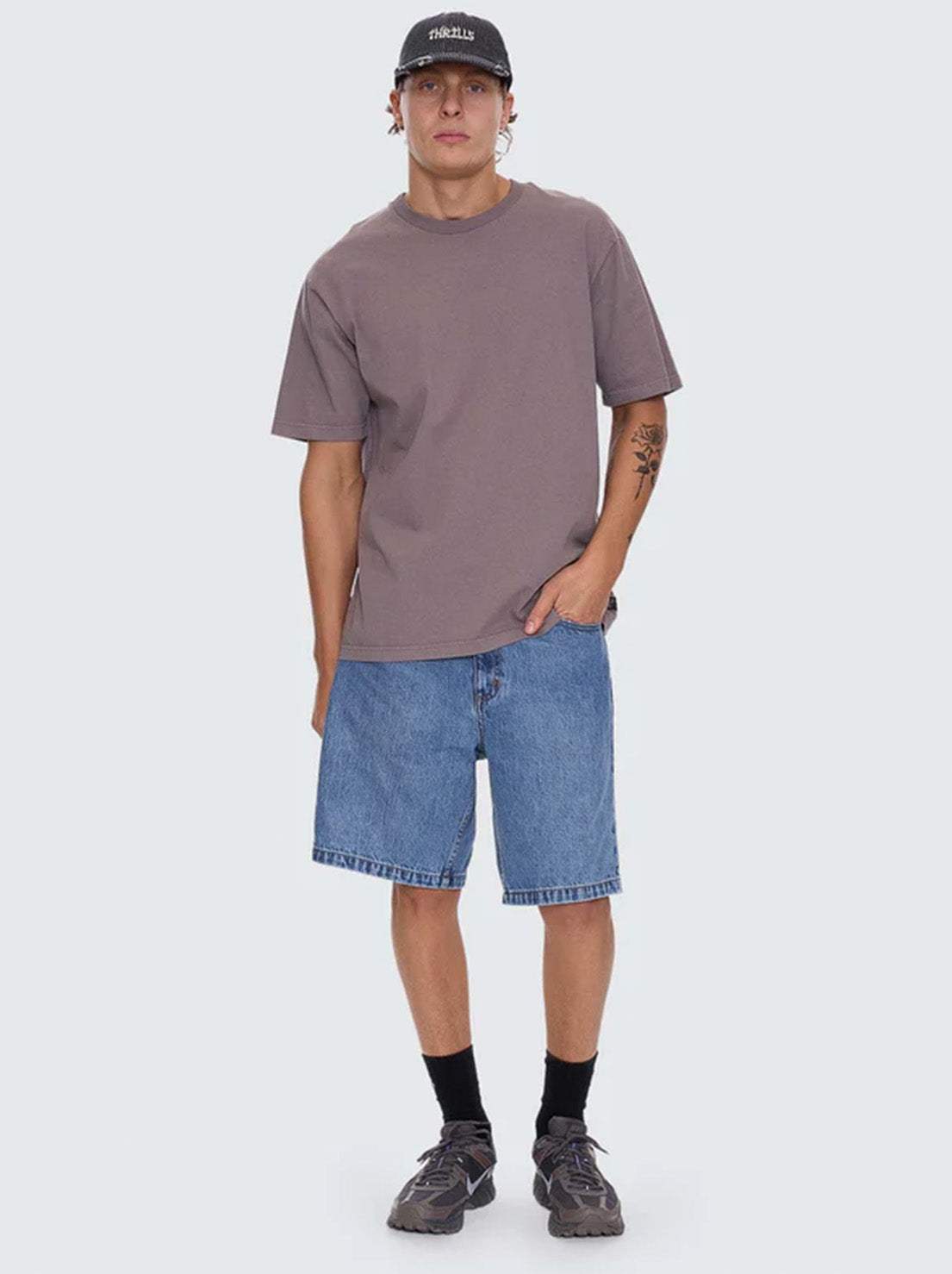 Thrills - Mid Slacker Relaxed Long Denim Short - Deep Vintage Blue