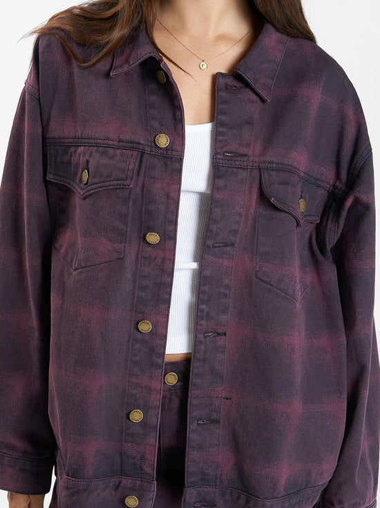 Thrills - Morgan Barrio Check Jacket - Deep Plum