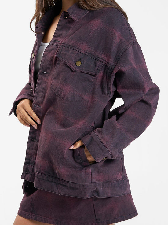 Thrills - Morgan Barrio Check Jacket - Deep Plum