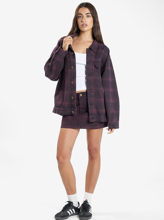 Thrills - Morgan Barrio Check Jacket - Deep Plum