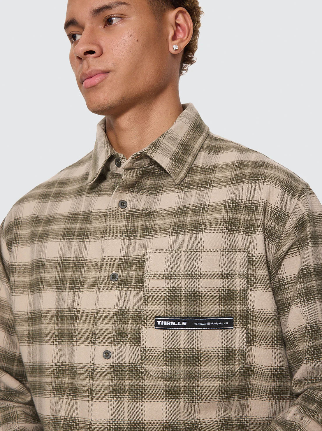 Thrills - Paradise Built Barrio Long Sleeve Flannel Shirt - Military Green