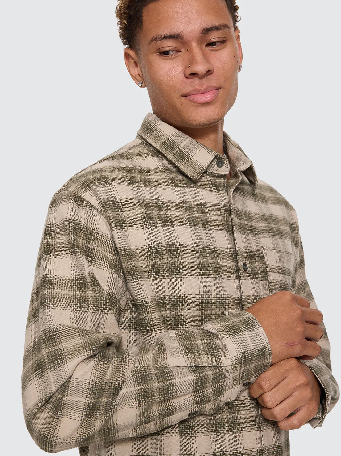 Thrills - Paradise Built Barrio Long Sleeve Flannel Shirt - Military Green