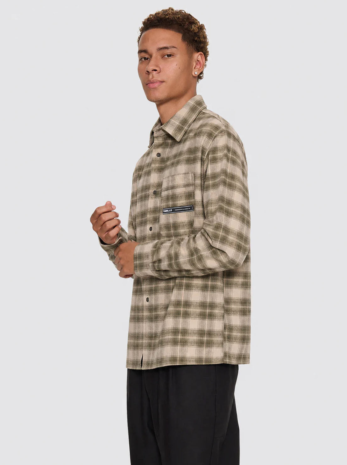 Thrills - Paradise Built Barrio Long Sleeve Flannel Shirt - Military Green