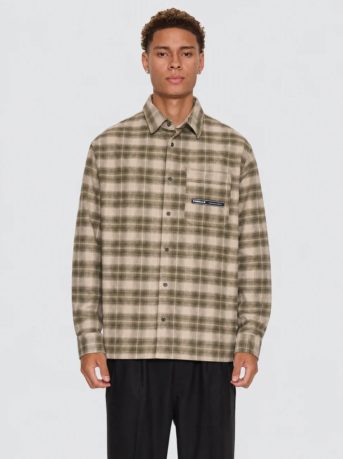 Thrills - Paradise Built Barrio Long Sleeve Flannel Shirt - Military Green