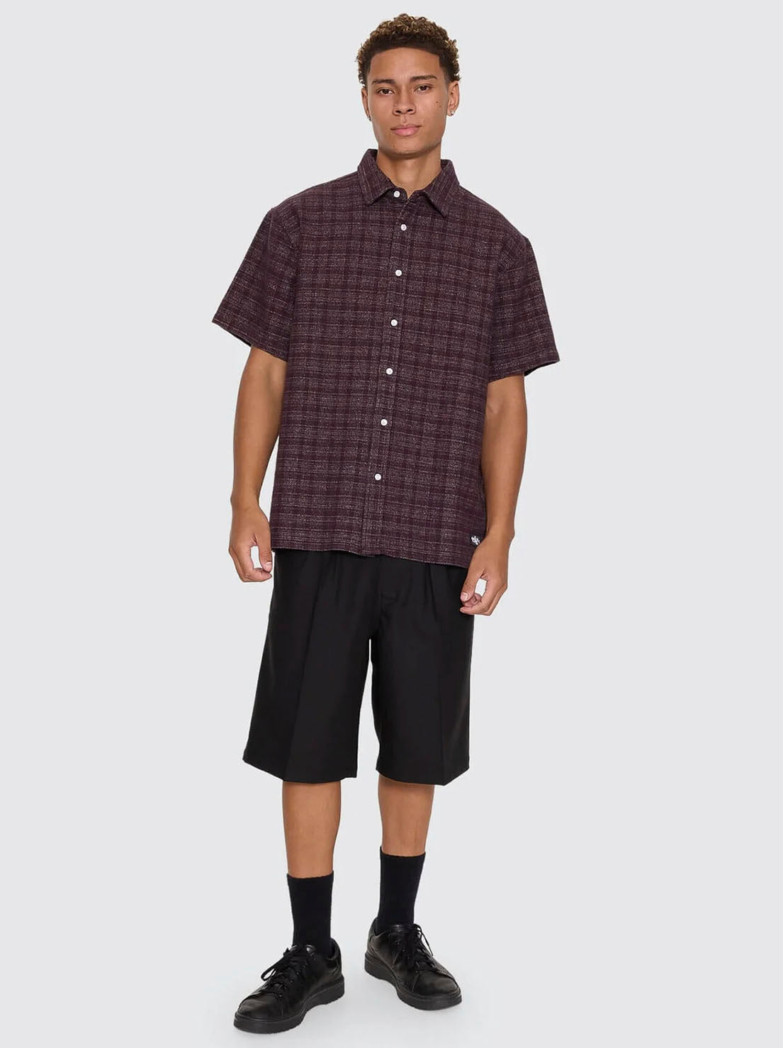 Thrills - Patches Cropped Short Sleeve Shirt - Aubergine