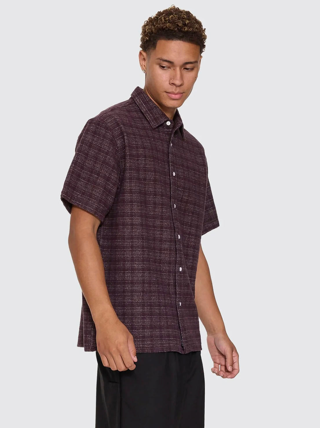 Thrills - Patches Cropped Short Sleeve Shirt - Aubergine