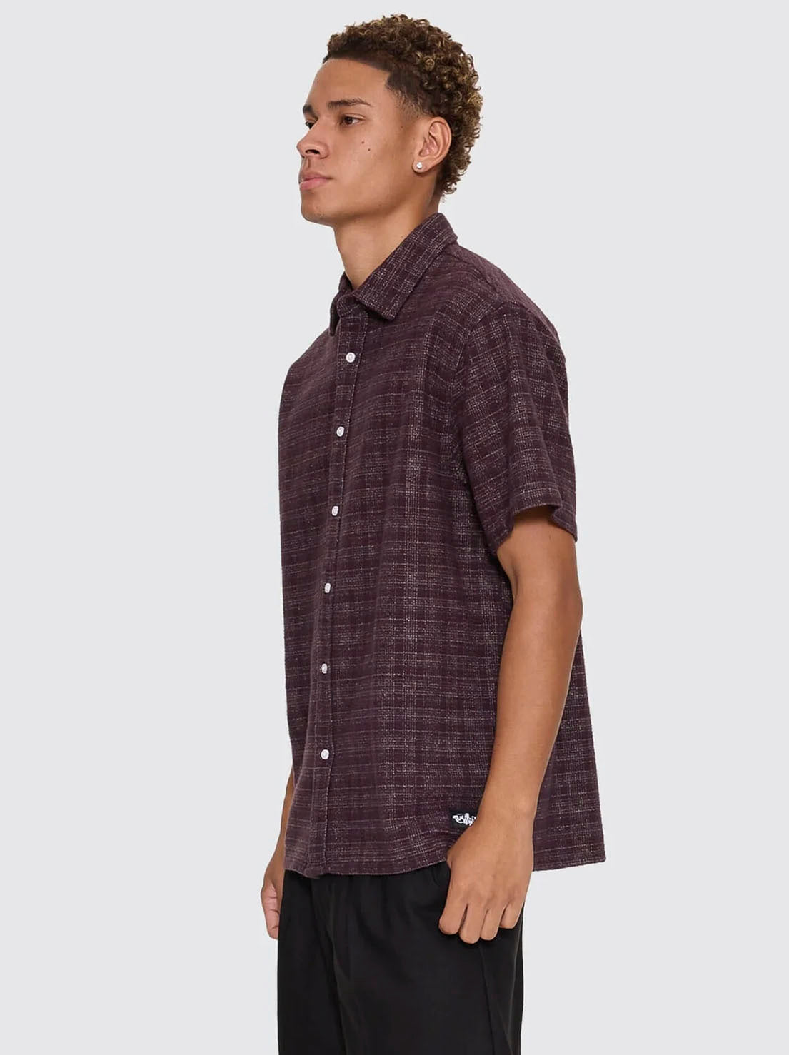 Thrills - Patches Cropped Short Sleeve Shirt - Aubergine