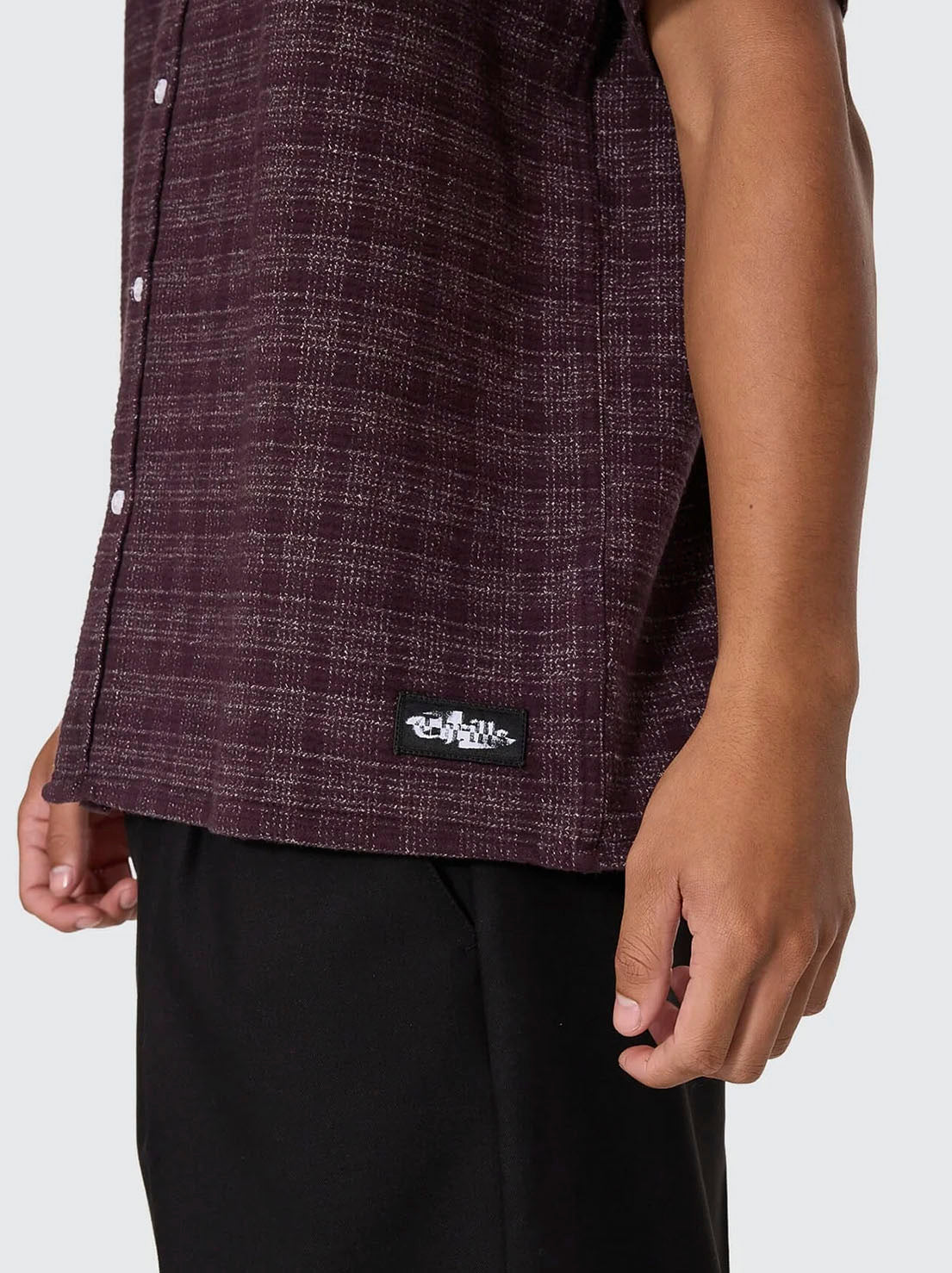 Thrills - Patches Cropped Short Sleeve Shirt - Aubergine