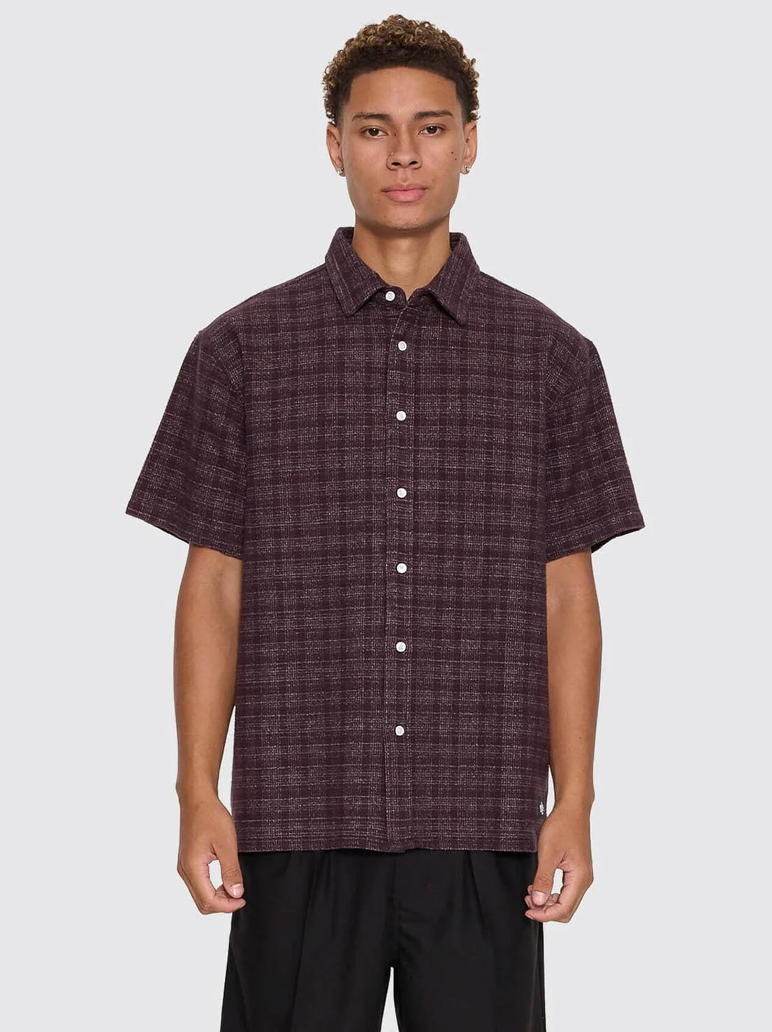 Thrills - Patches Cropped Short Sleeve Shirt - Aubergine
