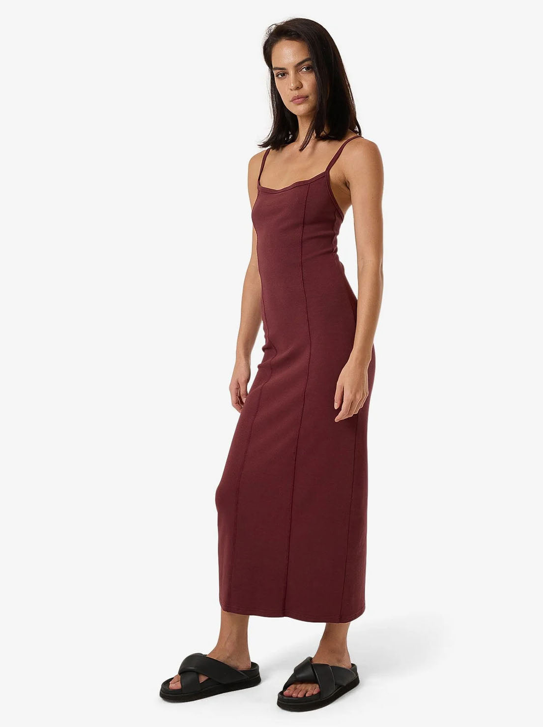 Thrills - Rib Seam Dress - Dark Cherry