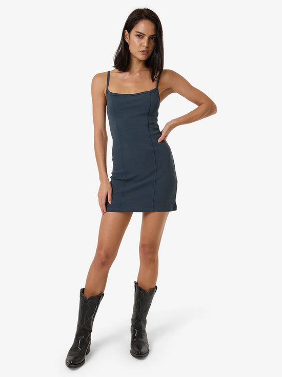 Thrills - Rib Seam Mini Dress - Dark Slate