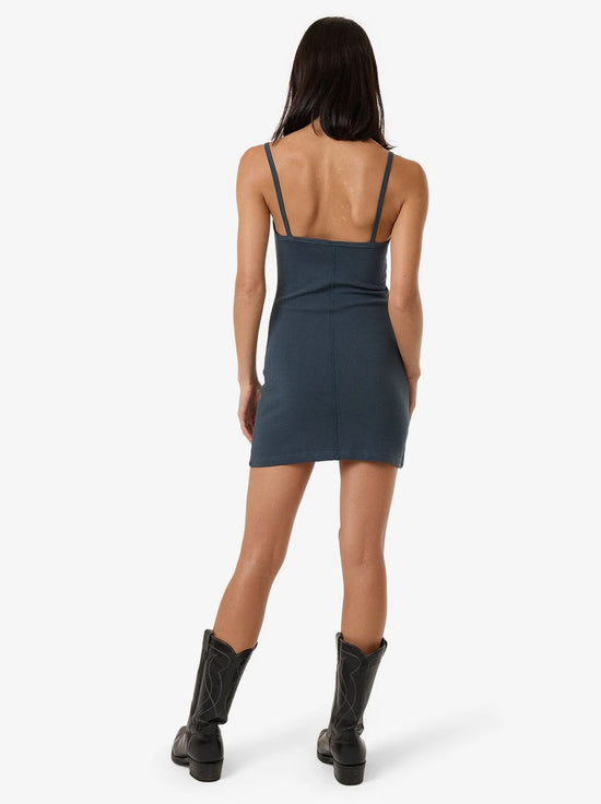 Thrills - Rib Seam Mini Dress - Dark Slate