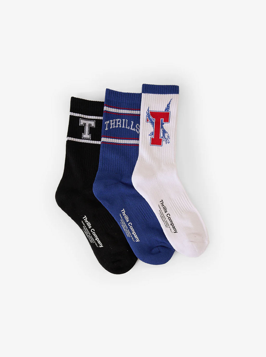 Thrills - Roosevelt 3 Pack Socks - White/Limoges/Black