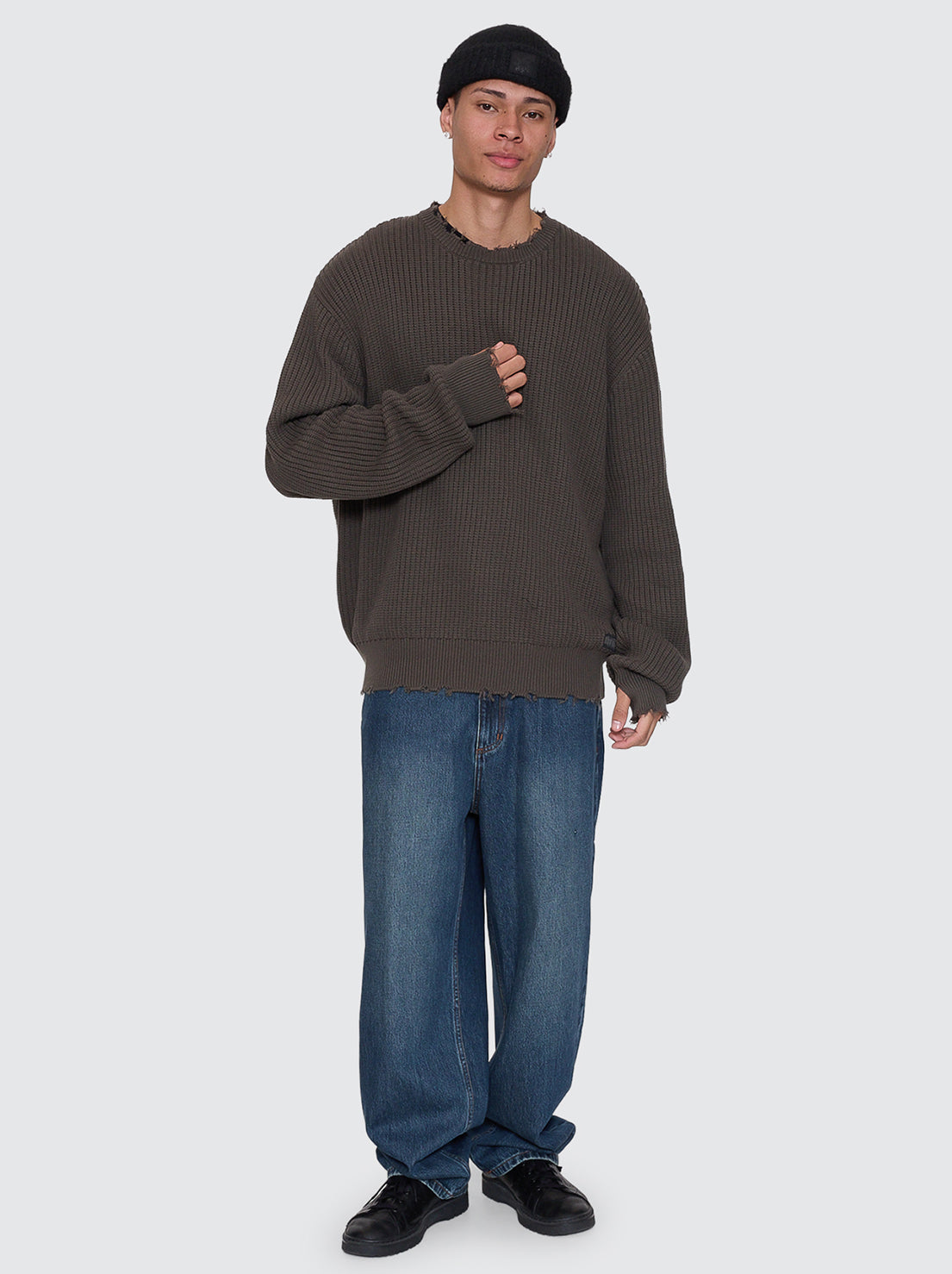 Thrills - Rose Brigade Box Fit Crew Cropped Knit - Olive Night