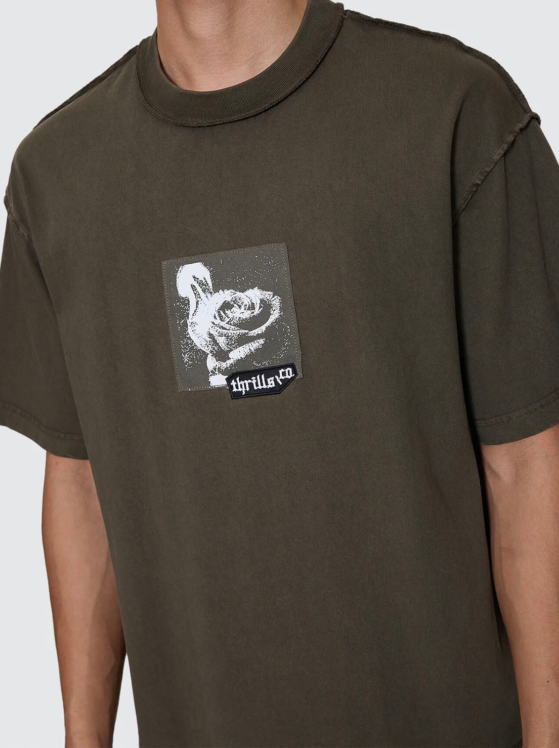 Thrills - Rose Brigade Box Fit Oversize Cropped Tee - Olive Night