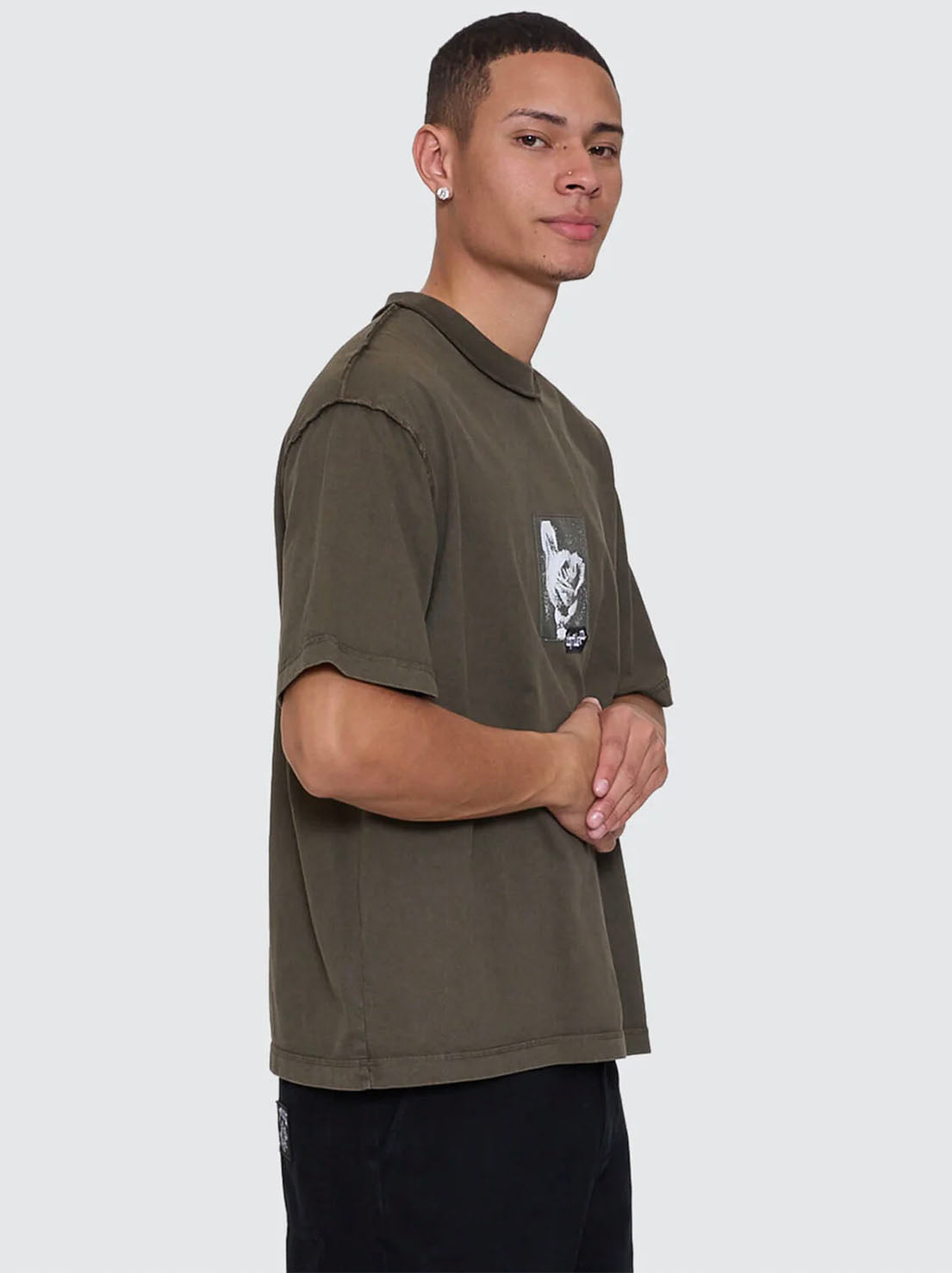 Thrills - Rose Brigade Box Fit Oversize Cropped Tee - Olive Night