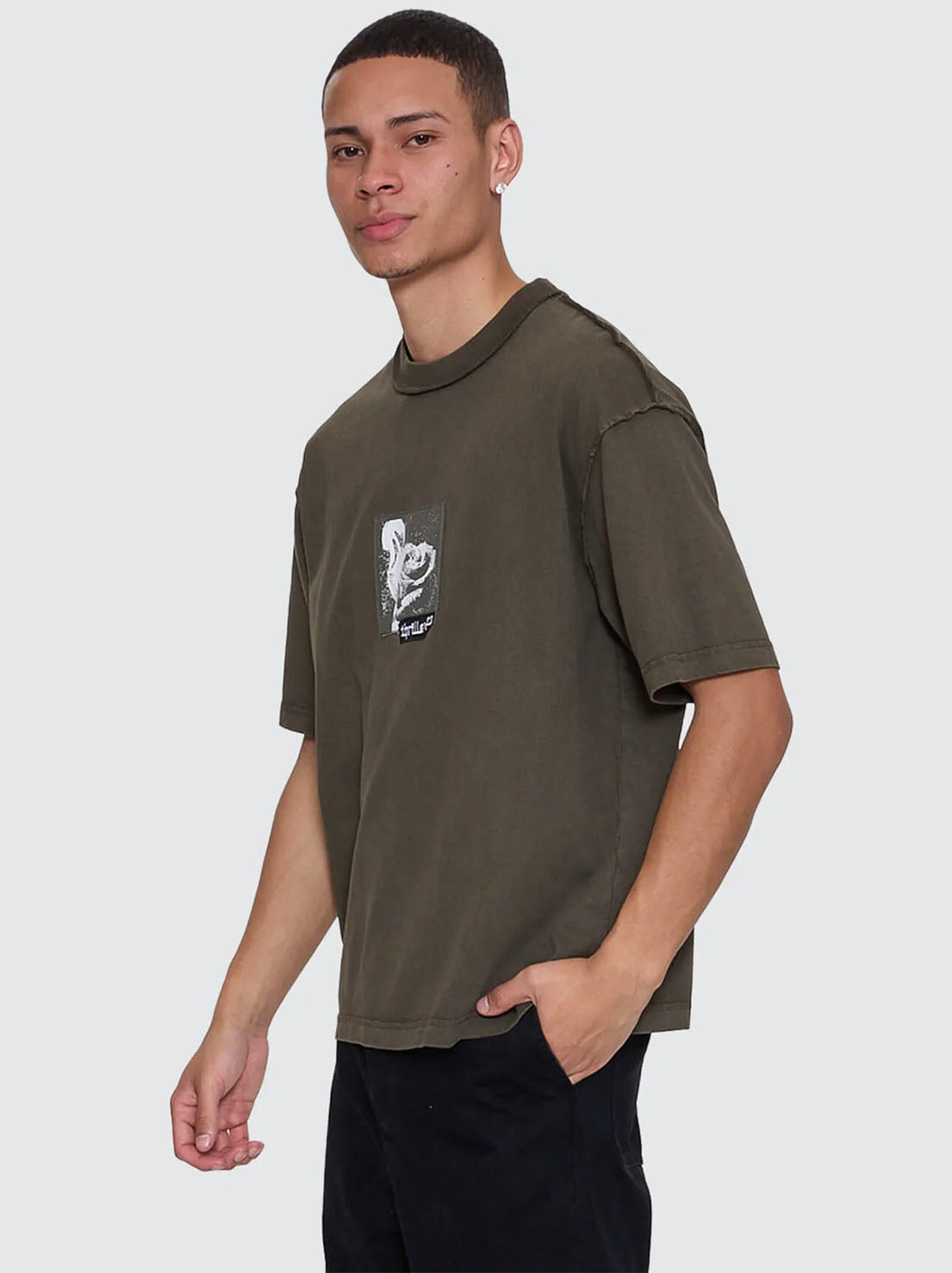 Thrills - Rose Brigade Box Fit Oversize Cropped Tee - Olive Night