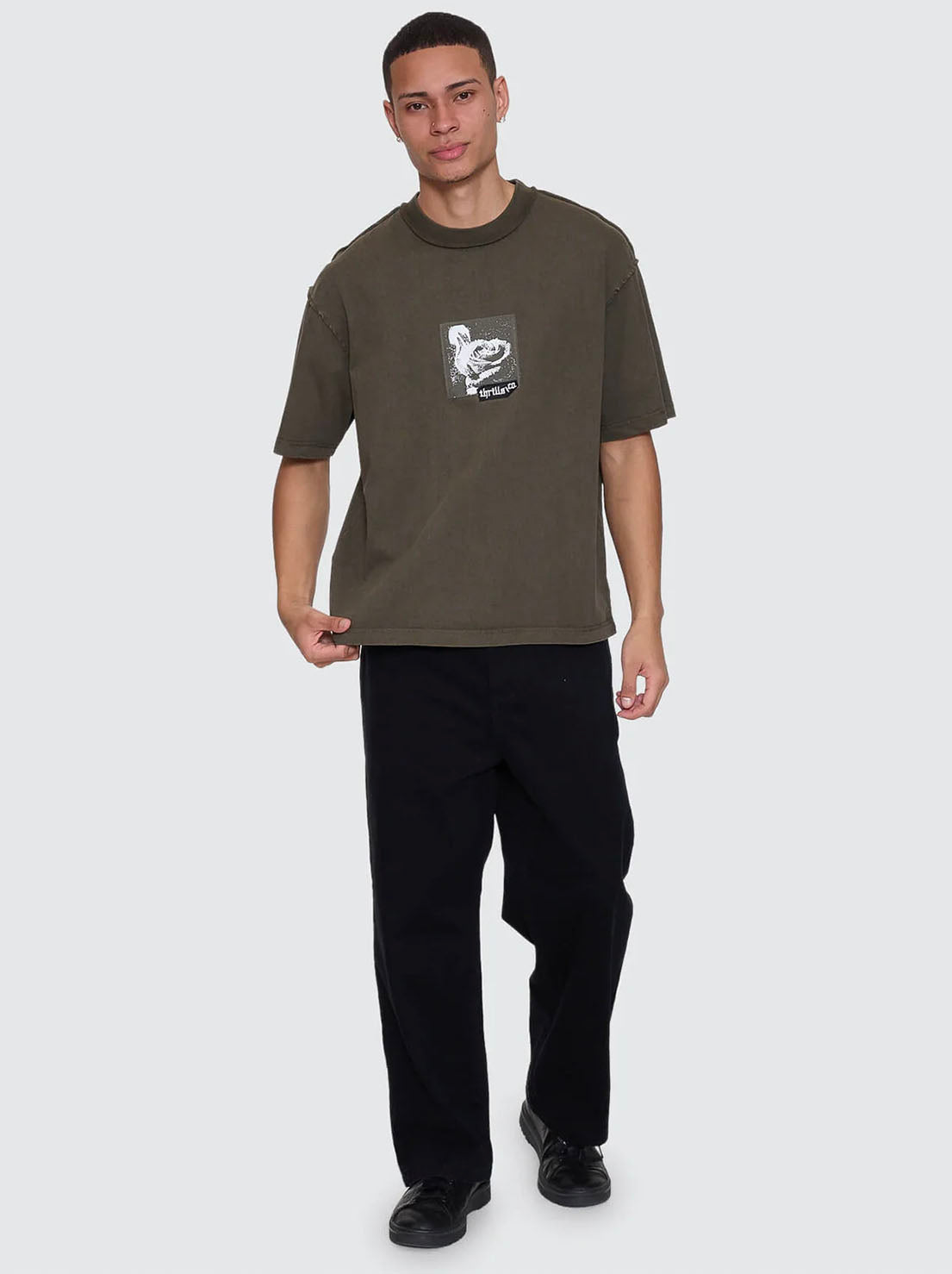 Thrills - Rose Brigade Box Fit Oversize Cropped Tee - Olive Night