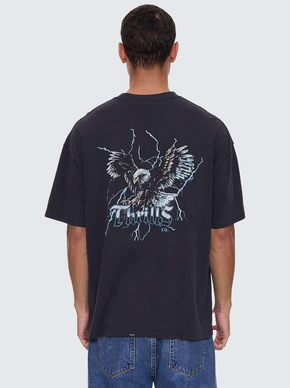 Thrills - Run For The Hills Box Fit Oversize Tee - Washed Black