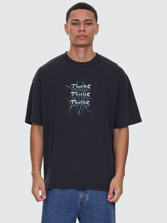 Thrills - Run For The Hills Box Fit Oversize Tee - Washed Black