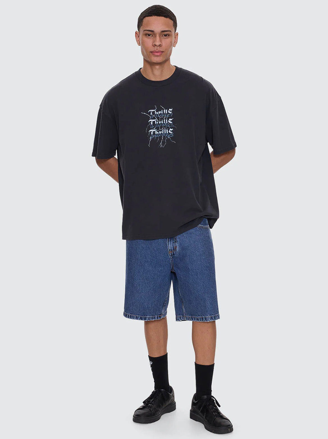 Thrills - Run For The Hills Box Fit Oversize Tee - Washed Black