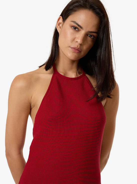 Thrills - Scarlett Knit Halter Dress - Chilli Pepper