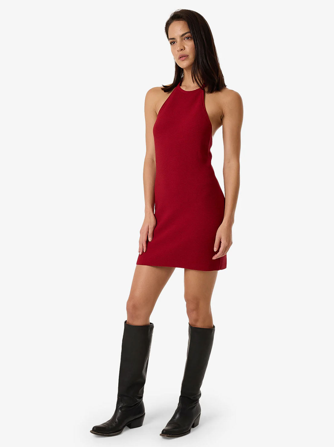 Thrills - Scarlett Knit Halter Dress - Chilli Pepper