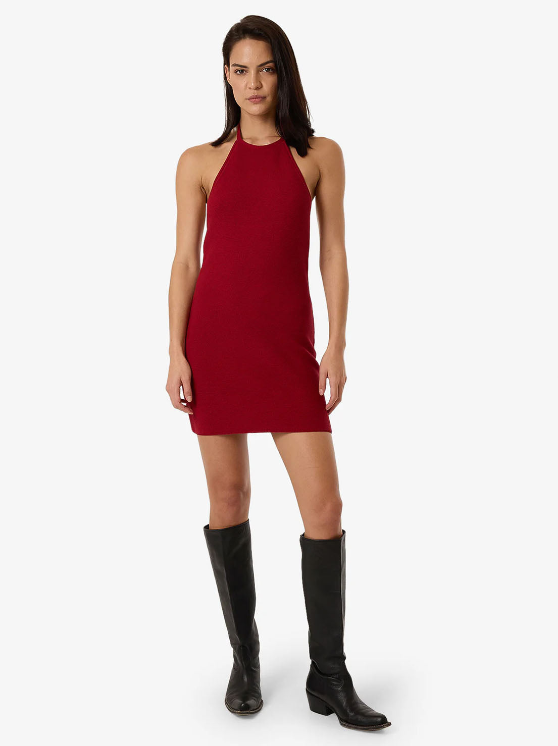 Thrills - Scarlett Knit Halter Dress - Chilli Pepper