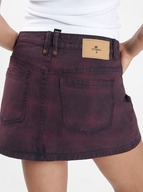 Thrills - Sophie Barrio Check Skirt - Deep Plum