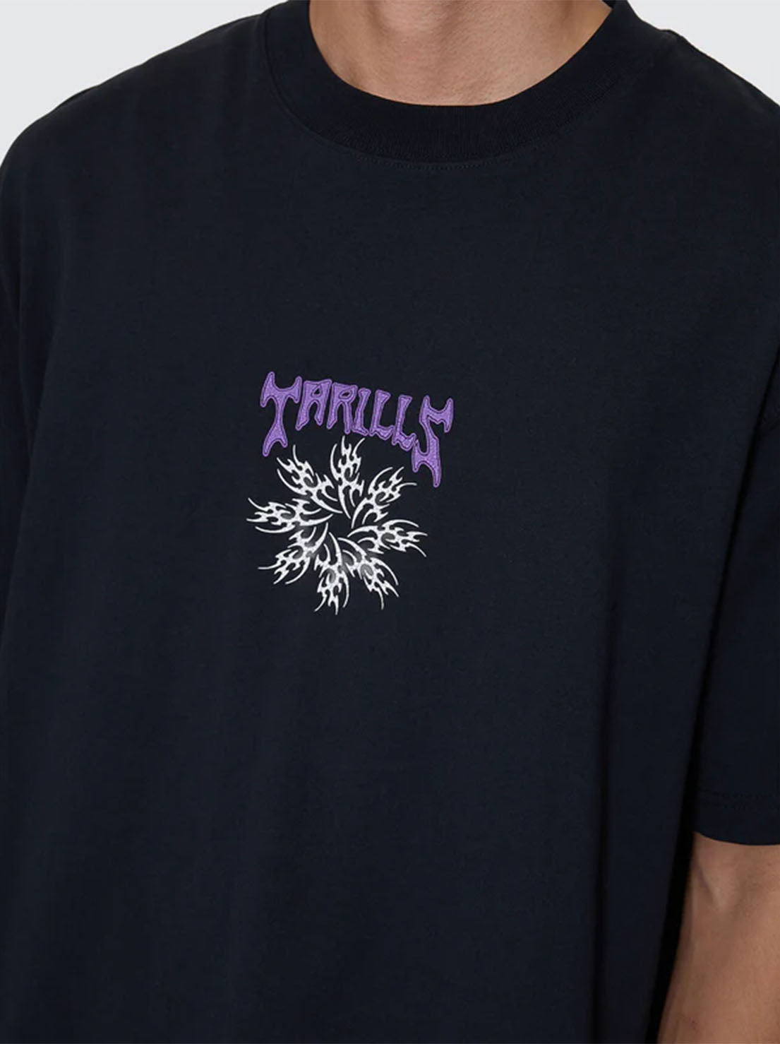 Thrills - Stagger Box Fit Oversize Cropped Tee - Washed Black