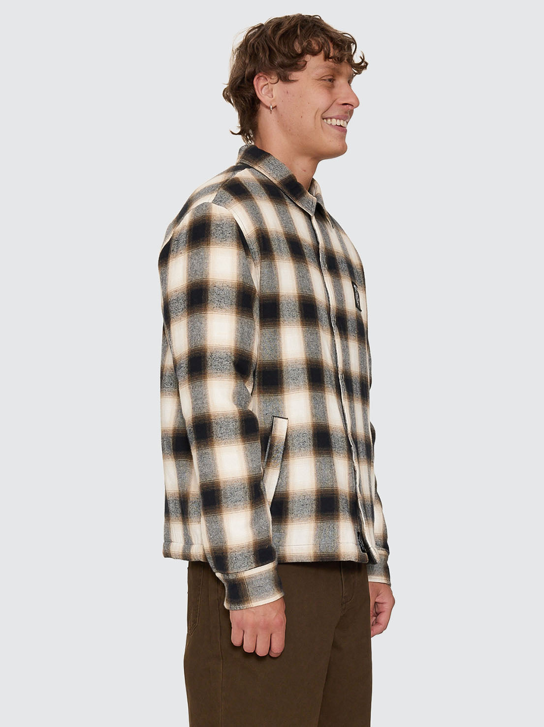 Thrills - Stagger Cropped Flannel Jacket - Black