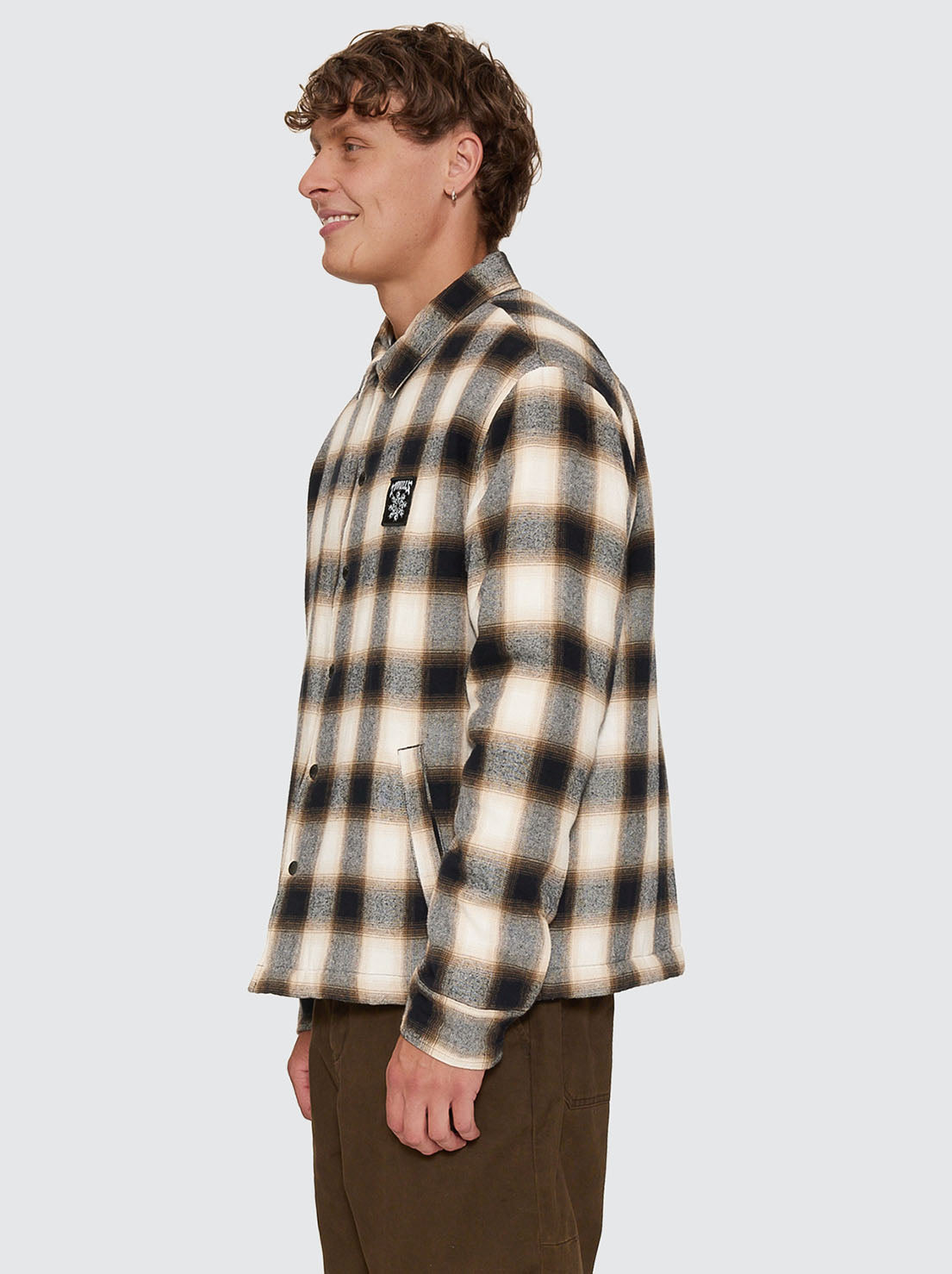 Thrills - Stagger Cropped Flannel Jacket - Black