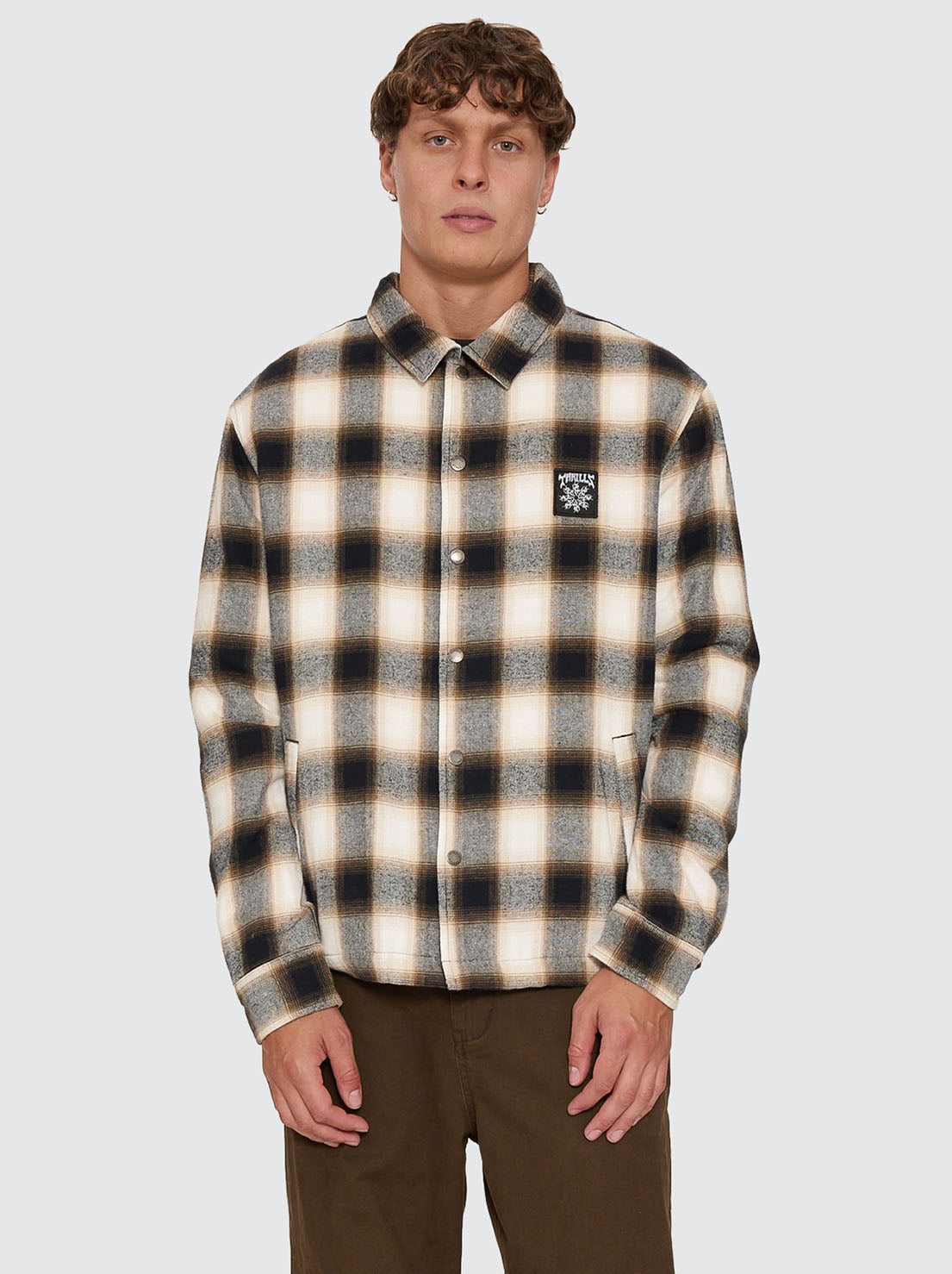 Thrills - Stagger Cropped Flannel Jacket - Black