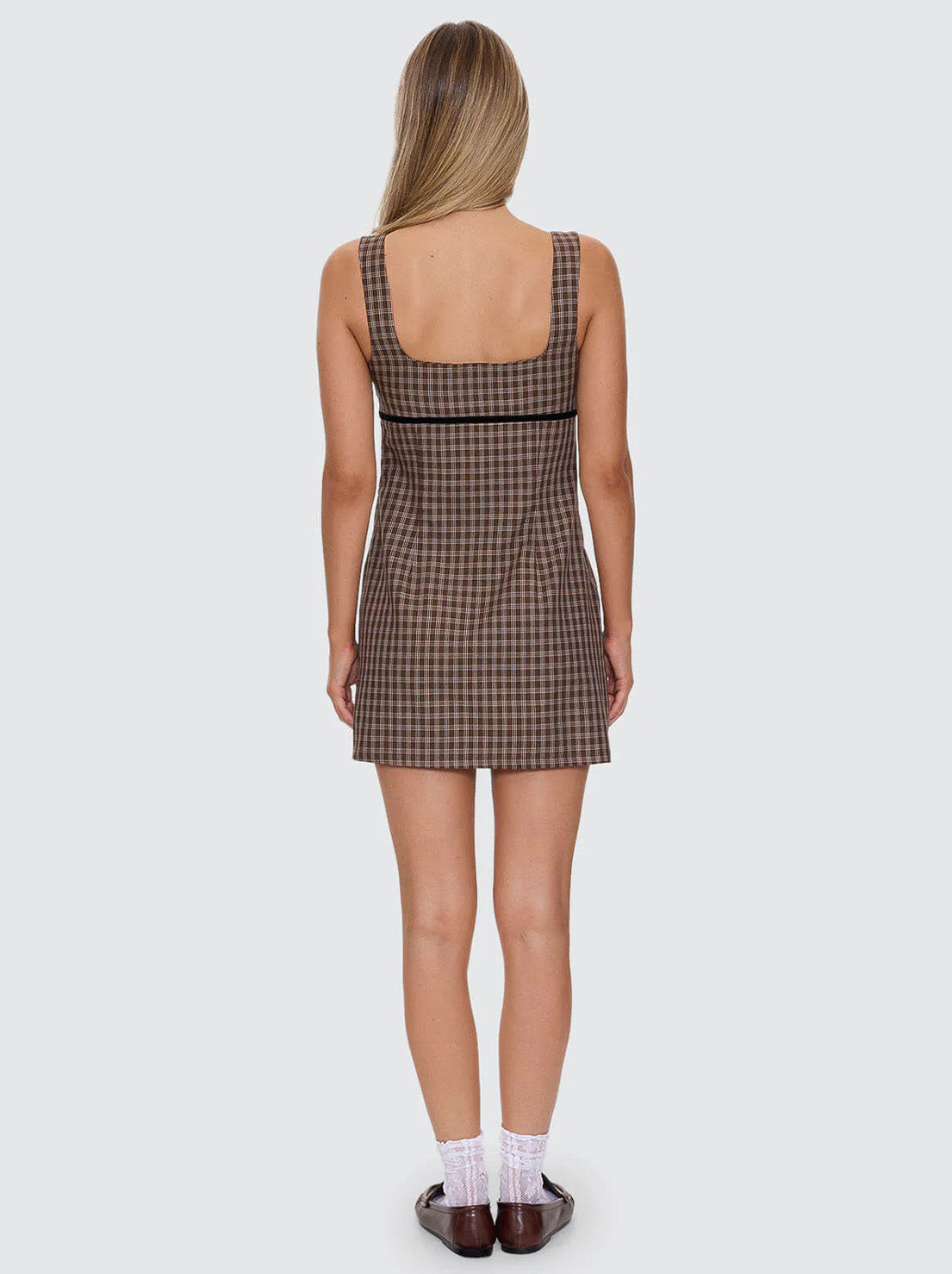 Thrills - State Of Mind Check Dress - Postal Brown