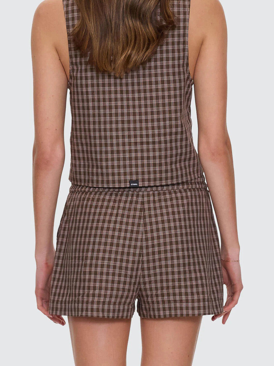 Thrills - State Of Mind Check Short - Postal Brown