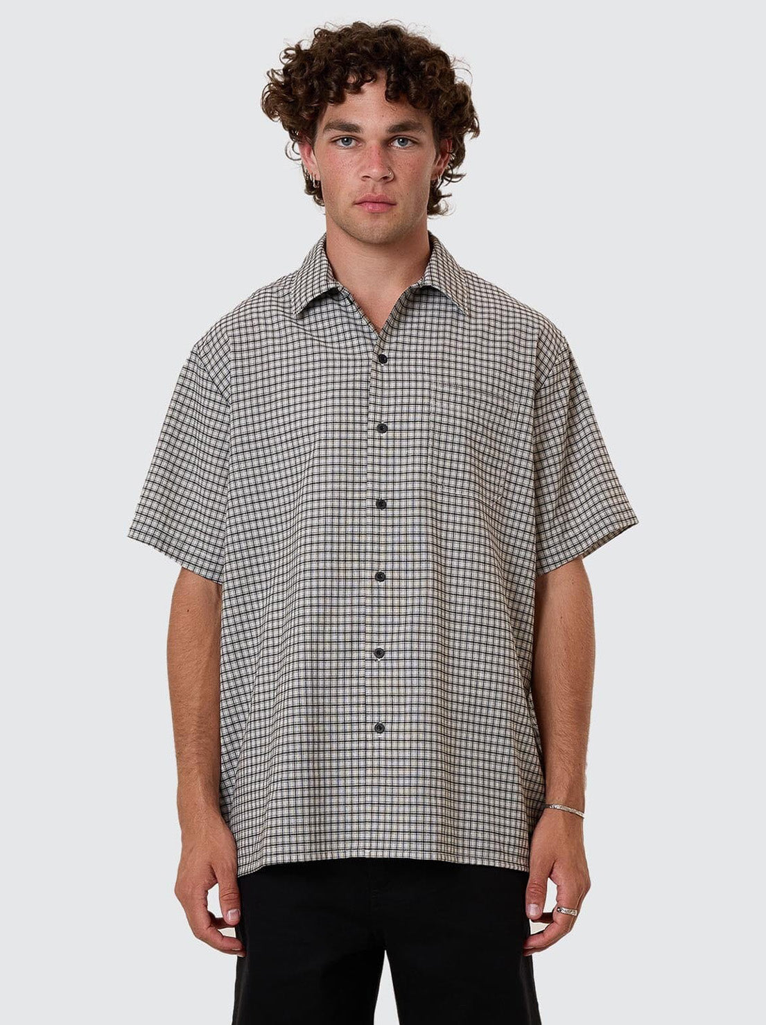 Thrills - Thrills Union Short Sleeve Check Shirt - Light Stone