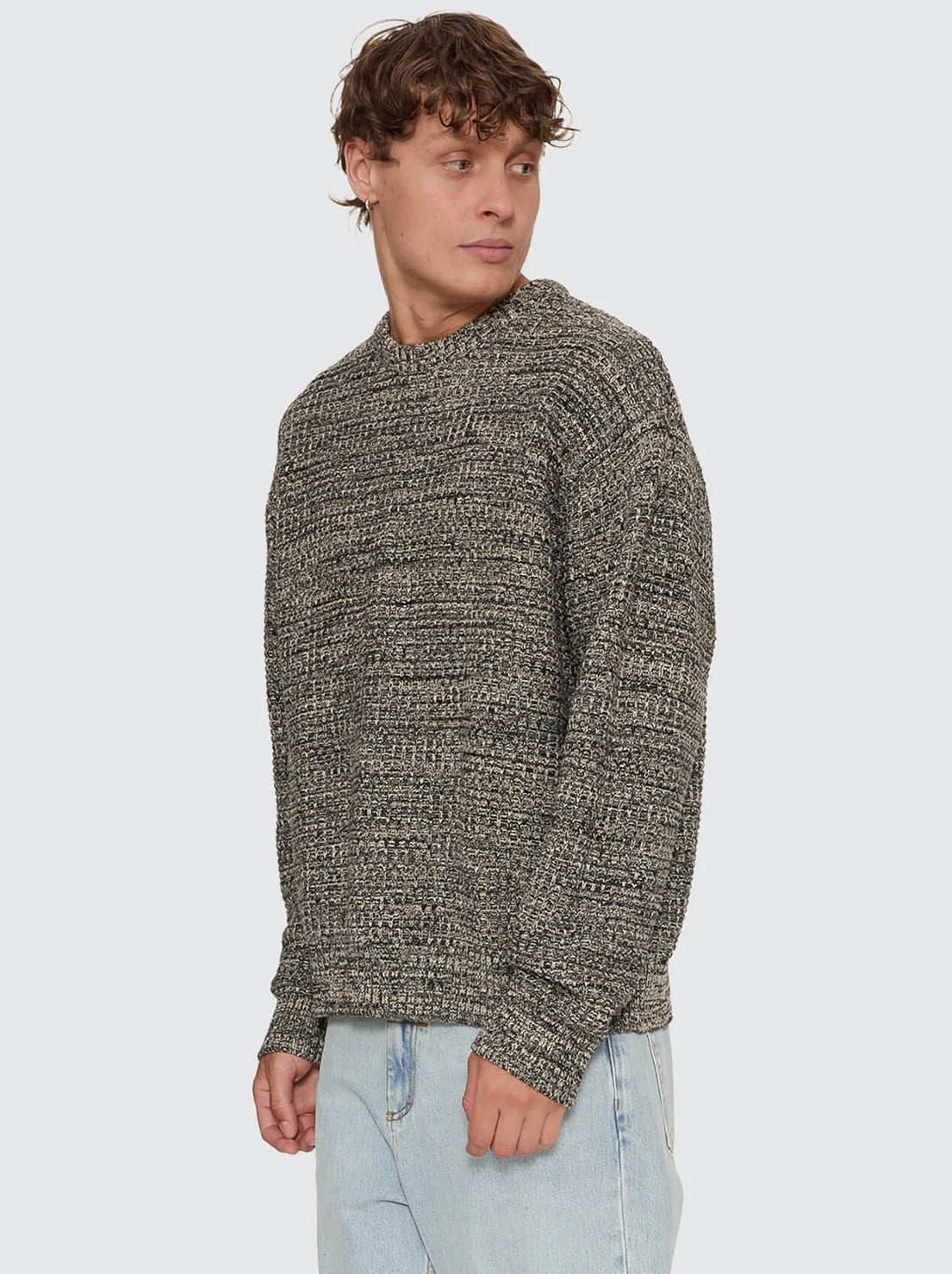 Thrills - Union Box Crop Crew Knit - Carbon Marle